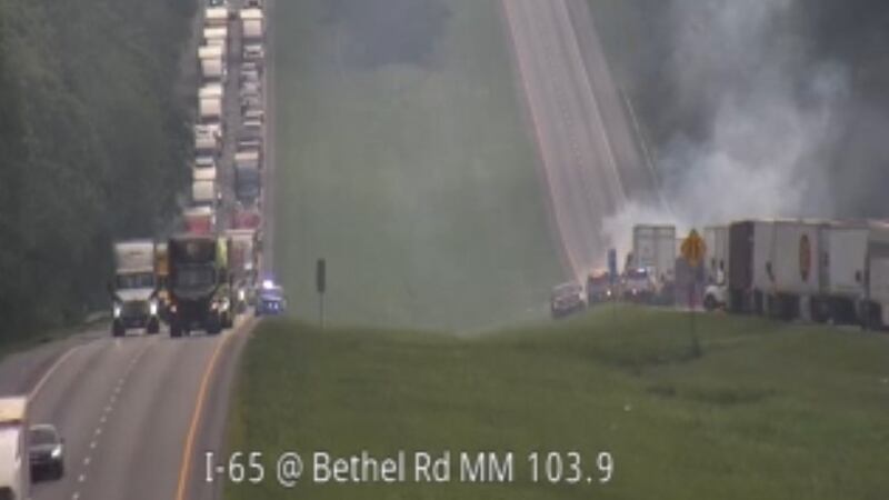 A vehicle fire shut down I-65 North in Robertson County.